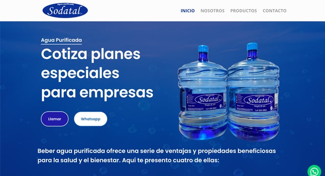 Sitios web para empresas de agua purificada - Sodatal Concepción - Labmedia somos expertos en Onepages y Landingpages